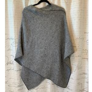 Fratelli Talli Italy Alpaca Blend Asymmetrical Knit Poncho Gray OS